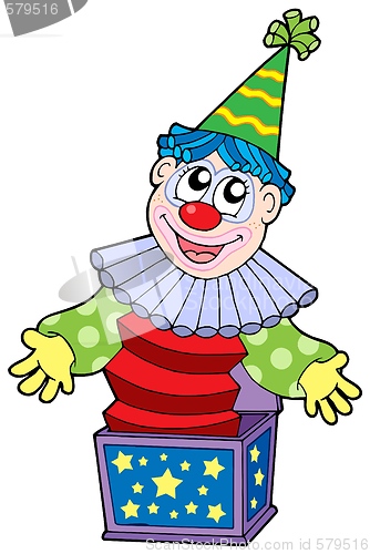 Image of Cartoon clown in box