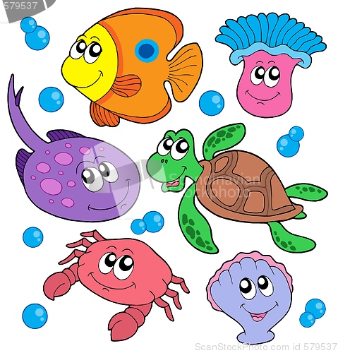 Image of Cute marine animals collection