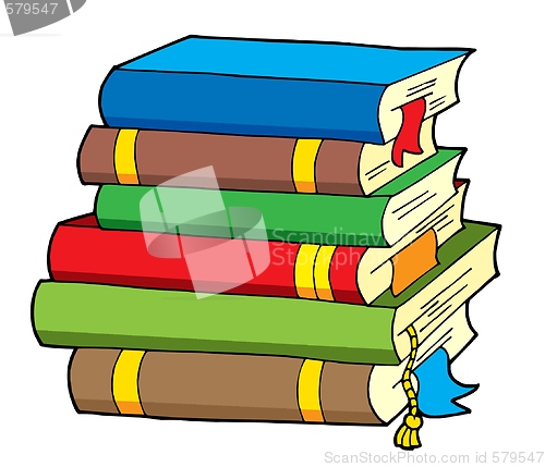 Image of Pile of various color books