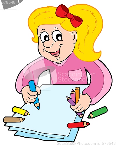 Image of Girl with crayons