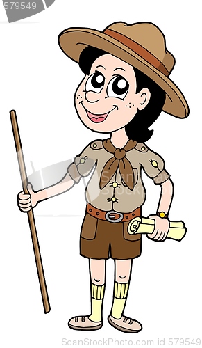 Image of Boy scout with walking stick