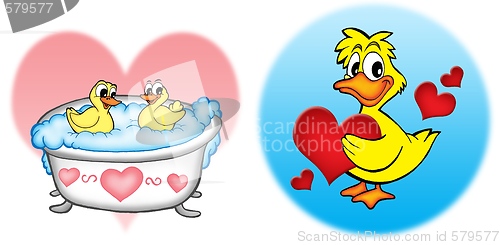 Image of Ducks with hearts