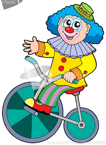 Image of Cartoon clown riding bicycle