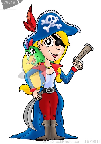 Image of Pirate woman with parrot