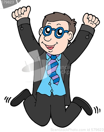 Image of Happy jumping businessman 2