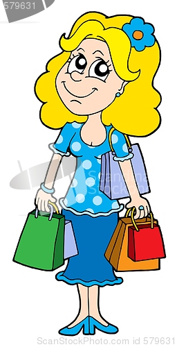 Image of Blond shopping girl