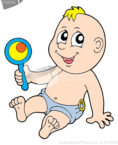 Image of Baby with rattle