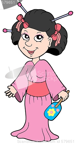 Image of Geisha in pink dress