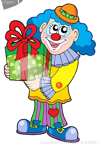 Image of Party clown with gift