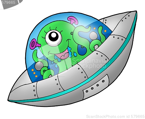 Image of Cute alien in spaceship