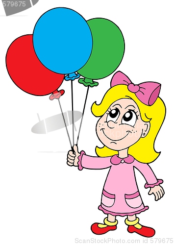 Image of Small girl with balloons