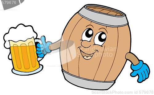 Image of Cute wooden keg holding beer