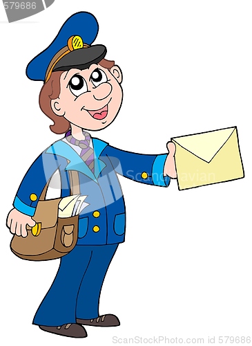 Image of Cute postman with letter