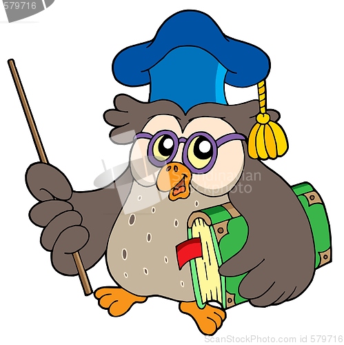 Image of Owl teacher with book and pointer