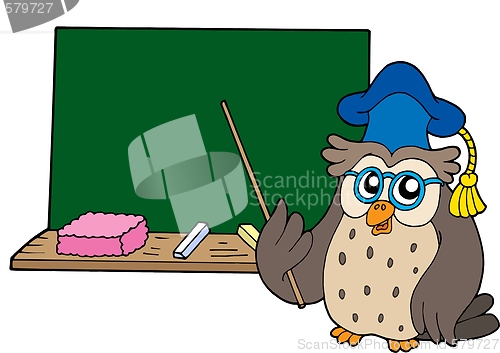 Image of Owl teacher with blackboard