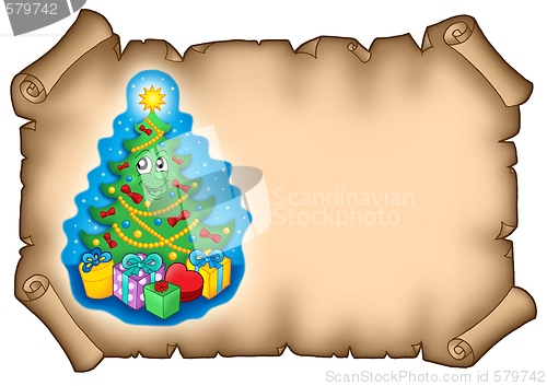 Image of Parchment with Christmas tree