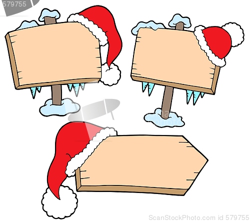 Image of Christmas wooden signs with caps