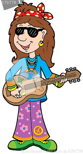 Image of Cartoon hippie musician