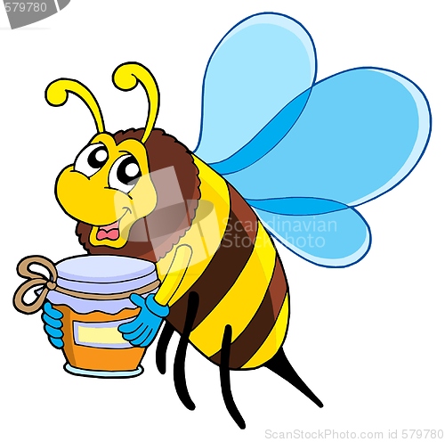 Image of Cute bee with honey