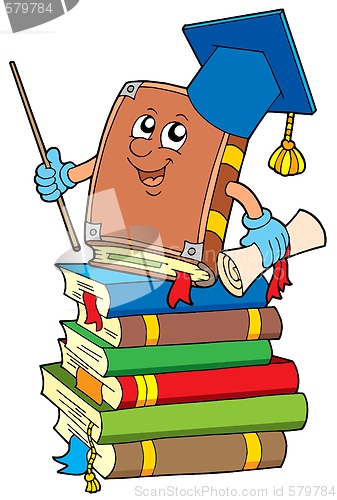 Image of Book teacher on pile of books