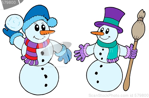 Image of Pair of cute snowmen