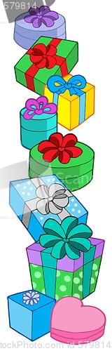 Image of Pile of various colors gifts