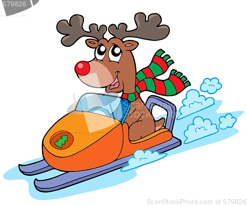 Image of Christmas reindeer riding scooter