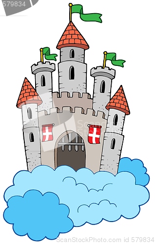 Image of Medieval castle on clouds