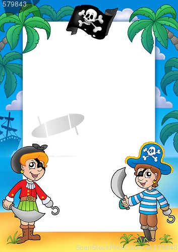 Image of Frame with pirate boy and girl