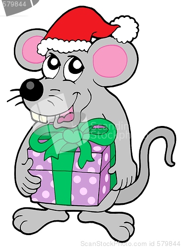 Image of Christmas mouse with gift