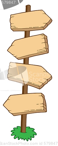 Image of Pointing wooden signs