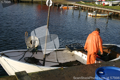 Image of harbour in skåre in sweden man in work