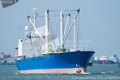 Image of Blue cargo ship