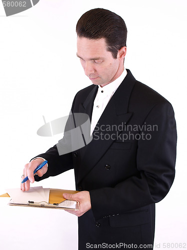 Image of Man in Suit with Clipboard