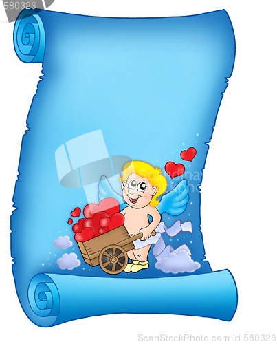 Image of Valentine letter with wheelbarrow cupid