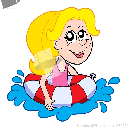 Image of Small girl swimmer