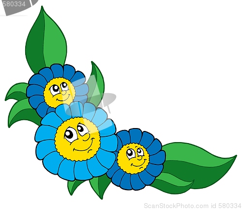 Image of Three smiling blue flowers