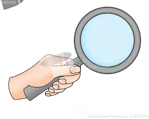 Image of hand with magnifying glass