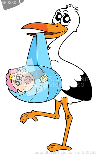 Image of Stork holding baby