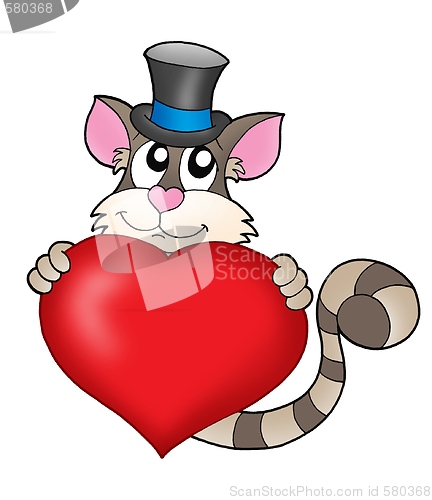 Image of Tom cat with heart