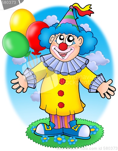 Image of Smiling clown with balloons