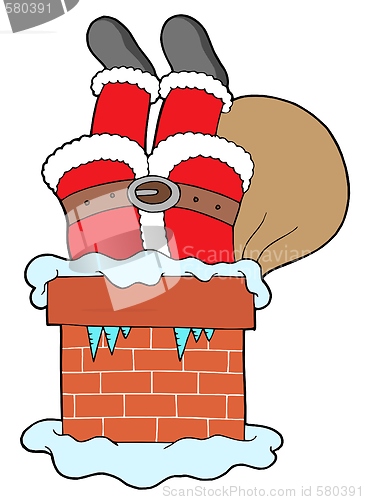 Image of Santa Clauses legs with chimney