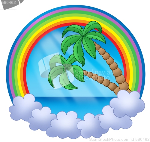 Image of Rainbow circle with palm trees