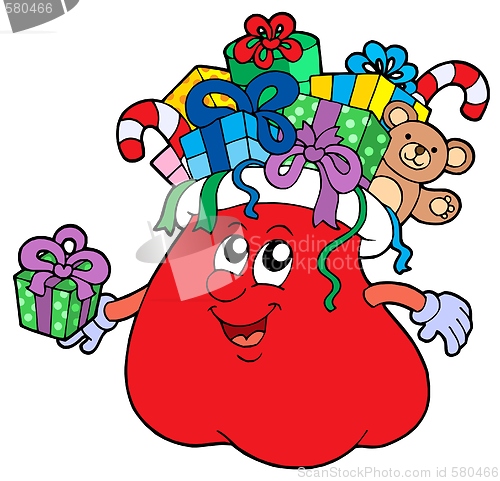 Image of Santas bag with gifts isolated