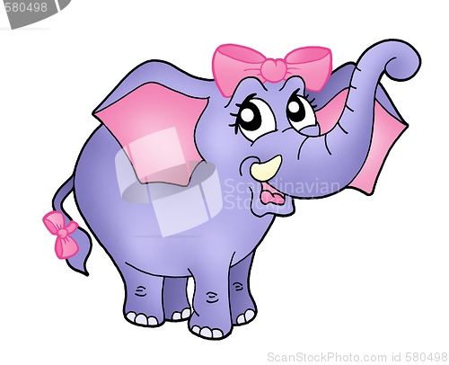 Image of Elephant girl with pink ribbon