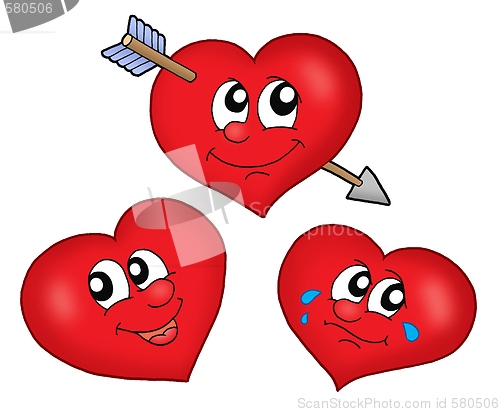 Image of Three cartoon hearts