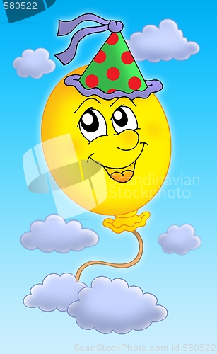 Image of Ballon with cap on sky