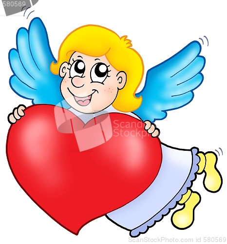 Image of Smiling cupid with heart