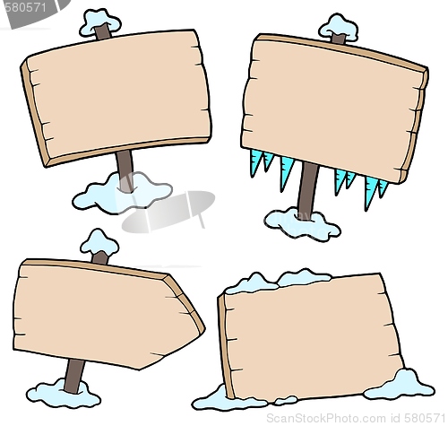 Image of Winter wooden signs