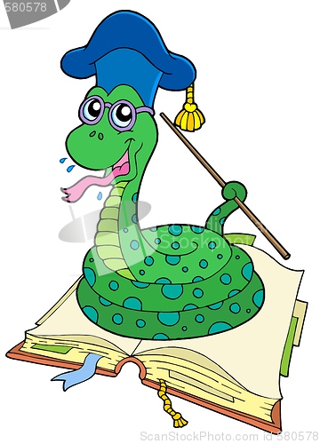 Image of Snake teacher in open book